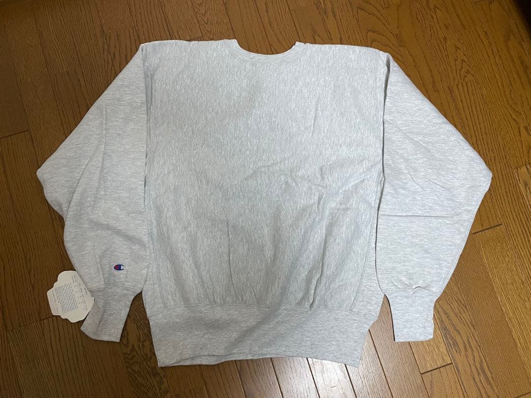 90s チャンピオンUSA製リバースウィーブ　グレー無地　目無し　タグ付き　XL