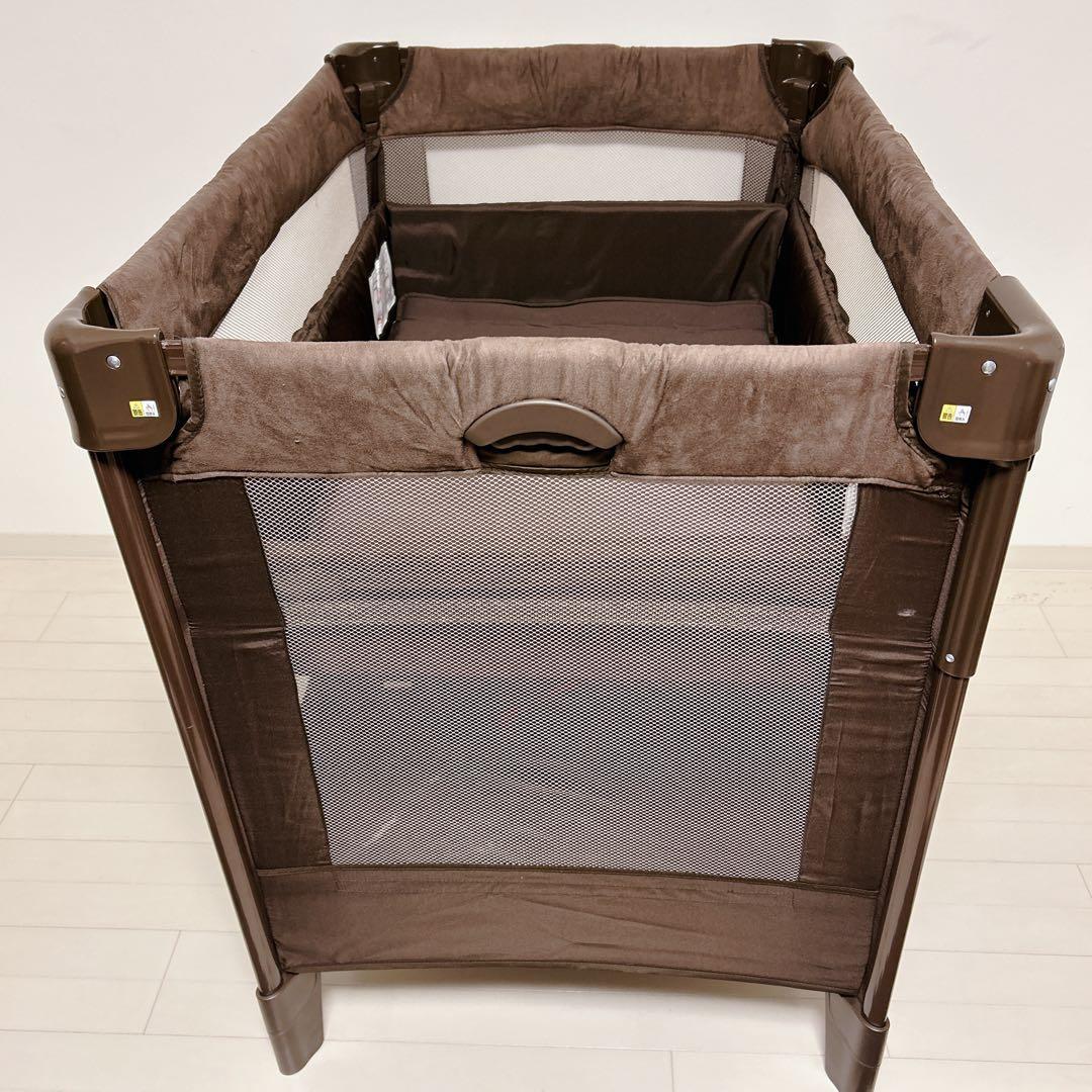 【美品】Aprica アップリカ ココネルエアープラス　ブラウン　ベビーベッド