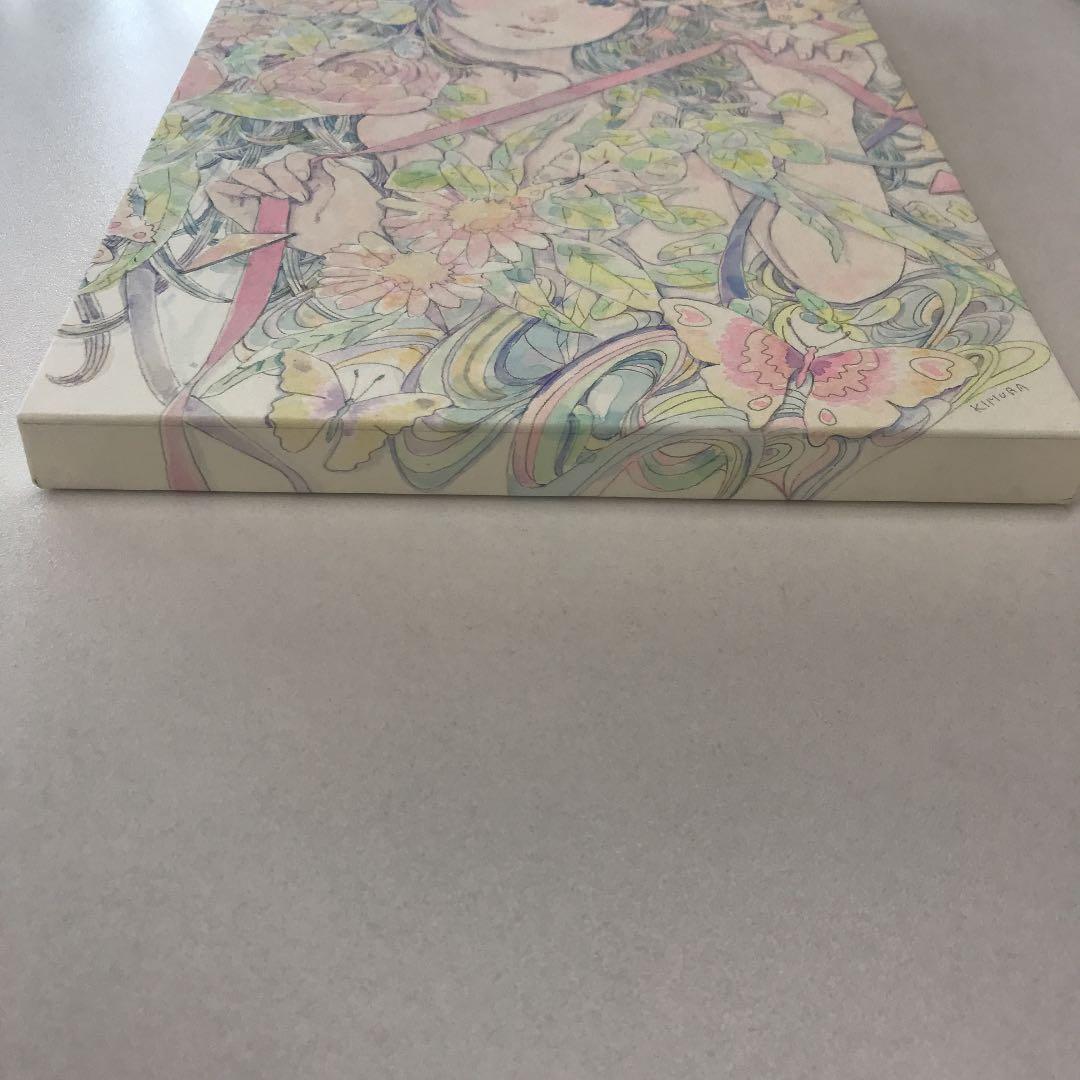 ★木村智博「触れ合う」木製パネル アクリルガッシュ 色鉛筆 鉛筆 額付き