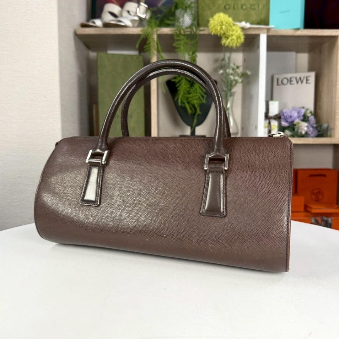 美品 BURBERRY サフィアーノ レザー ミニ ドラムバッグ