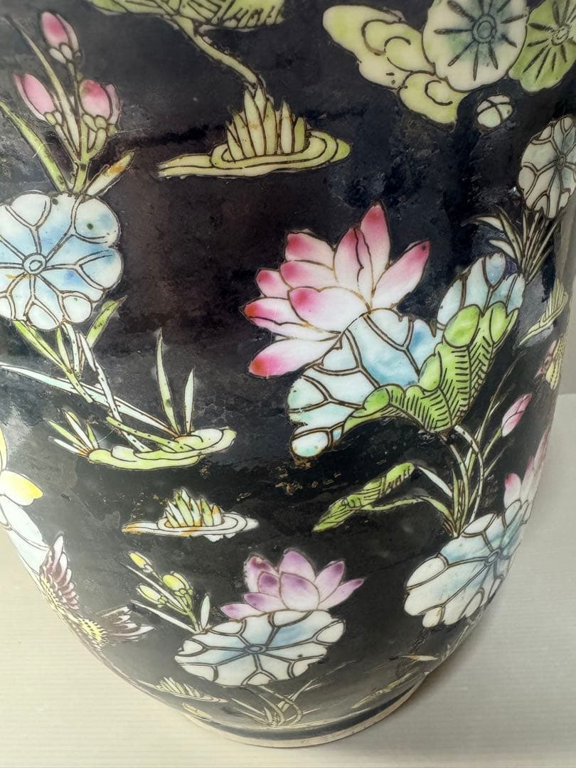 2609 中国骨董　花鳥文　鉢　植木鉢　時代物