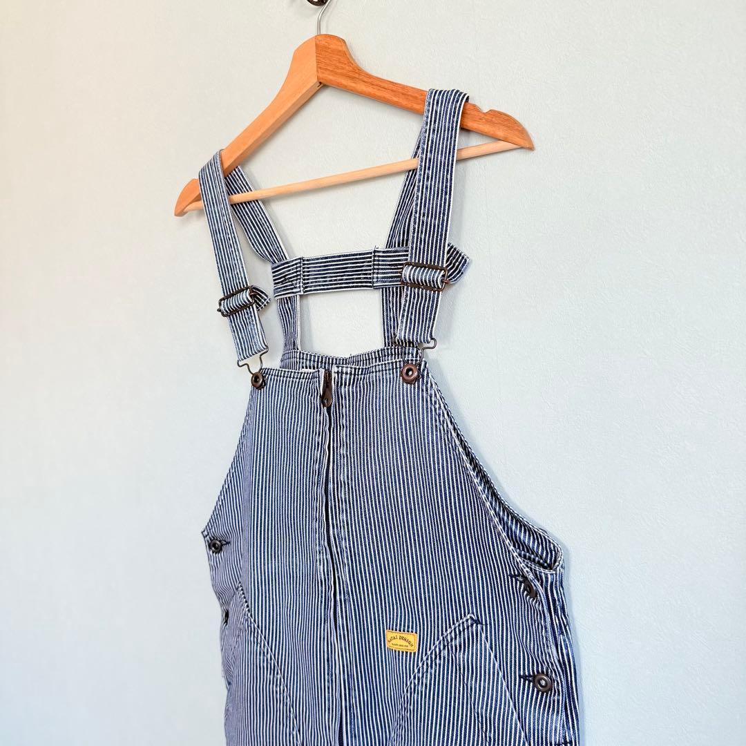 美品 natal design ネイタルデザイン オーバーオール ヒッコリー 縞