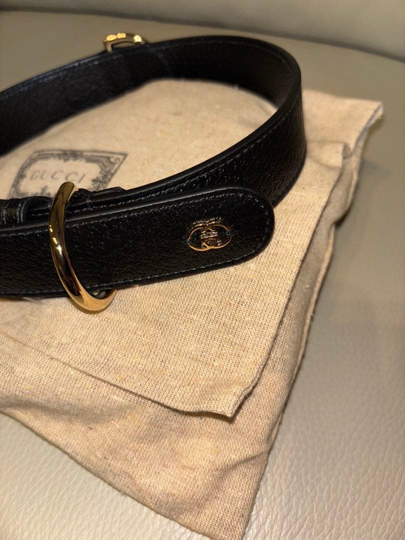 GUCCI インターロッキングG ペット 愛犬 首輪 レザー ブラック L 新品
