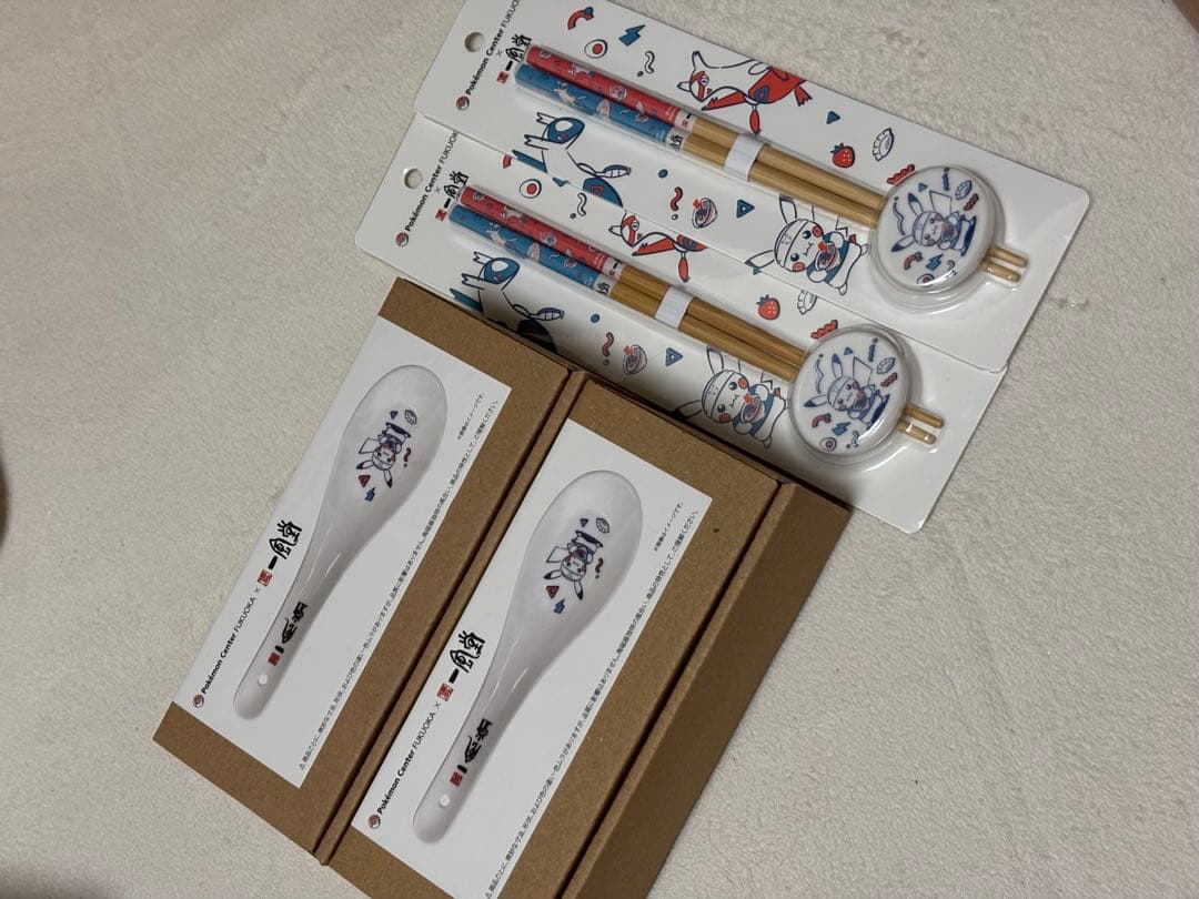 ポケモンセンターフクオカ 一風堂 箸&箸置き　レンゲ　4点セット