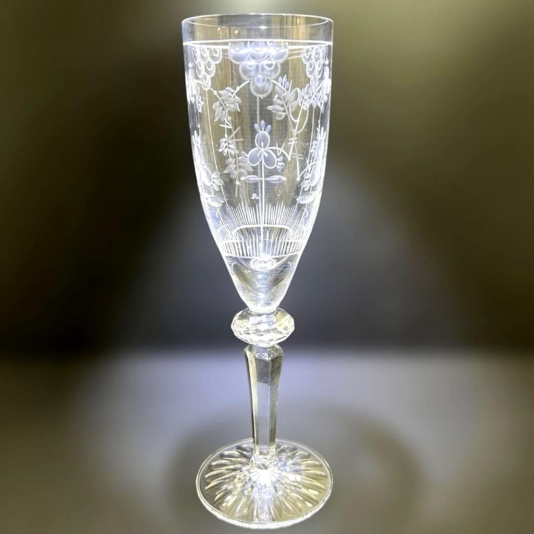 マイセン　クリスタル　シャンパングラス　高さ22.2㎝　東Y7-1128☆1F