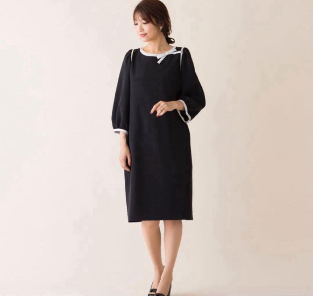 ローズティアラ　ダブルクロスコクーンワンピース　ブラック　42