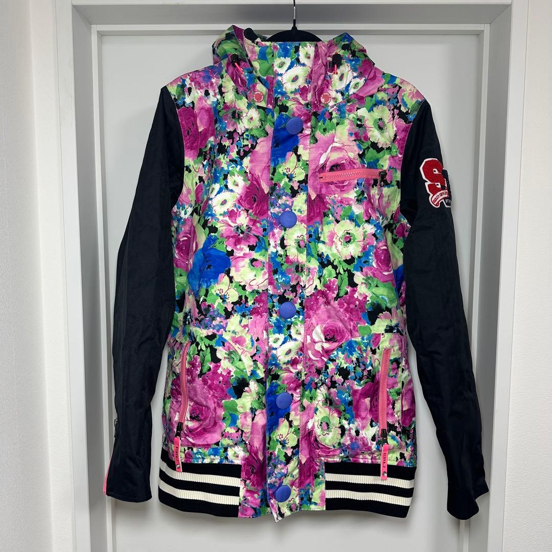 美品☆人気 sista.J スノーボードウェア 上下セット 花柄 総柄 スノボー