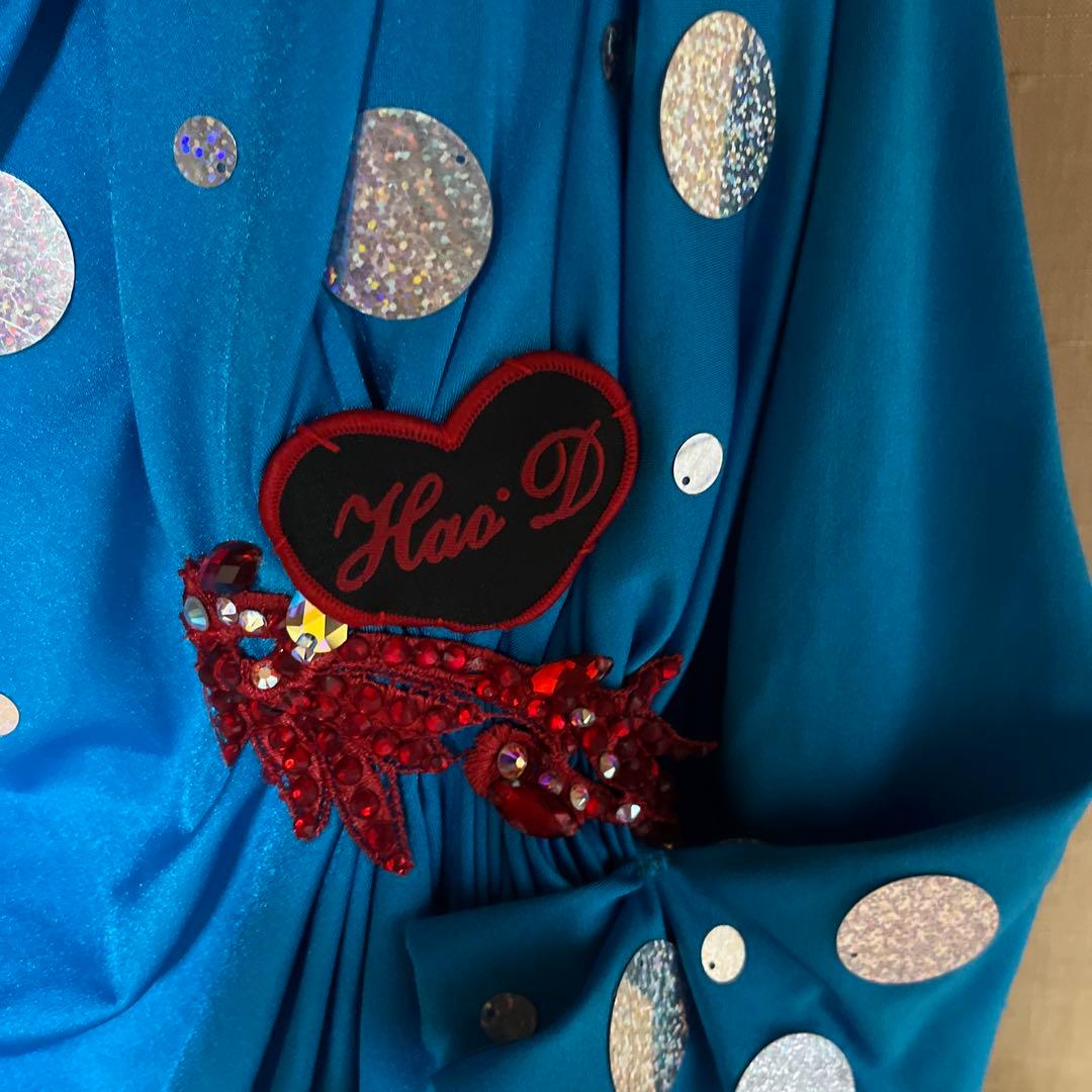 ラテンドレス　青　美品　社交ダンスドレス