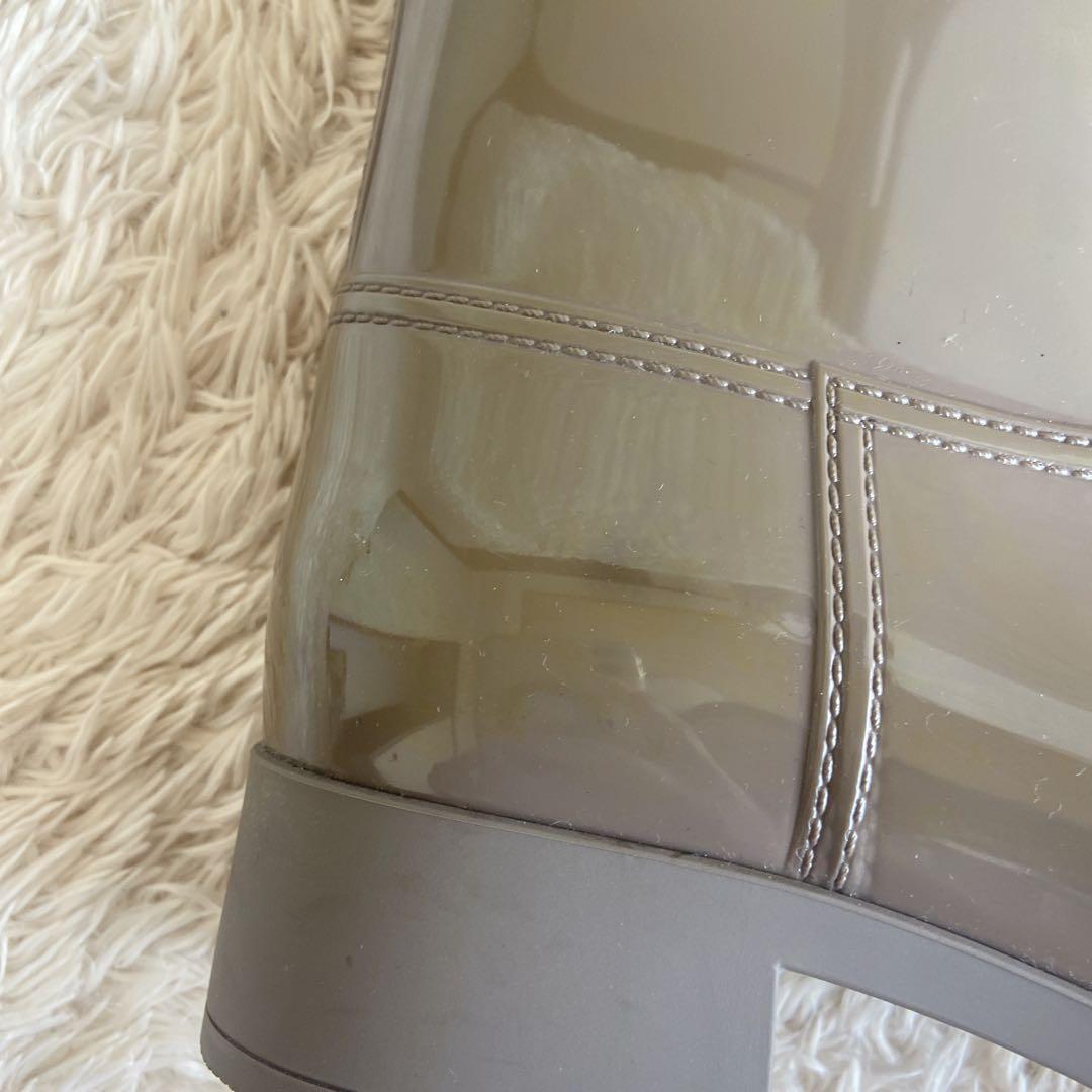 プラダ　レインブーツ　三角ロゴ　グレージュ　36 長靴　ラバー素材