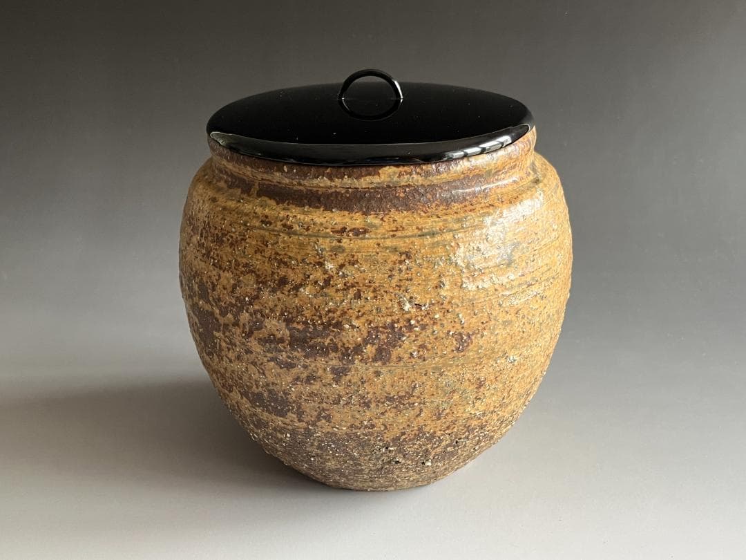 出雲焼　11代長岡空権　黄いらぼ　水指　而妙斎書付　茶道具　表千家