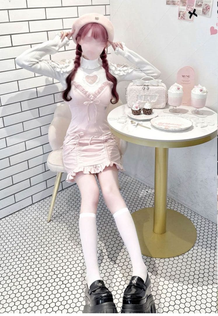 ハニーミュウ honeymew フリルギャザーレザー風キャミワンピ