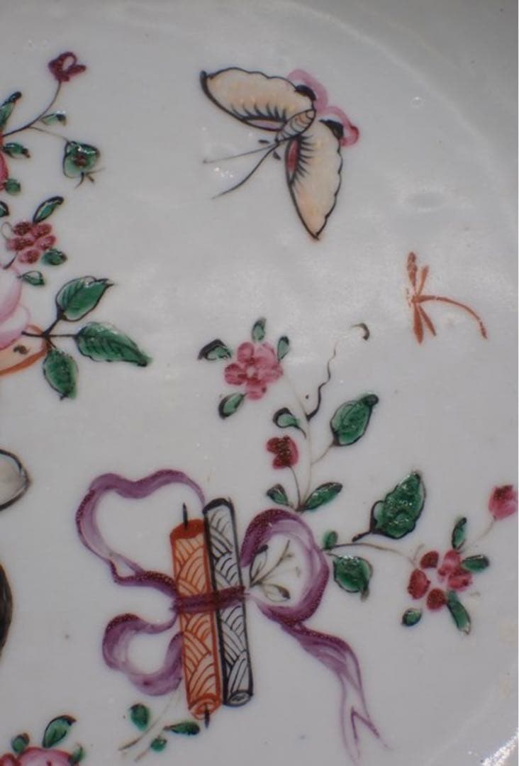 中国古美術品　清の乾隆時代　粉彩皿　本物保証 23cm