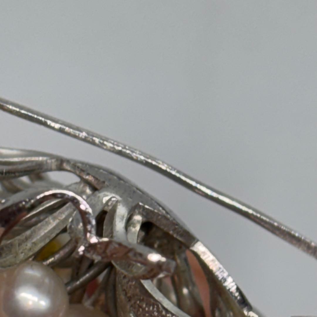 052904 シルバー　本真珠　ブローチ　ネックレス　セット