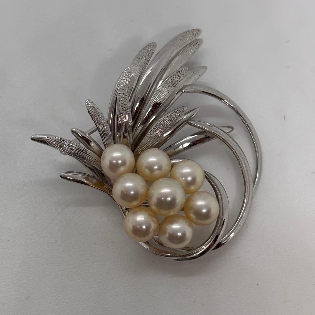 052904 シルバー　本真珠　ブローチ　ネックレス　セット