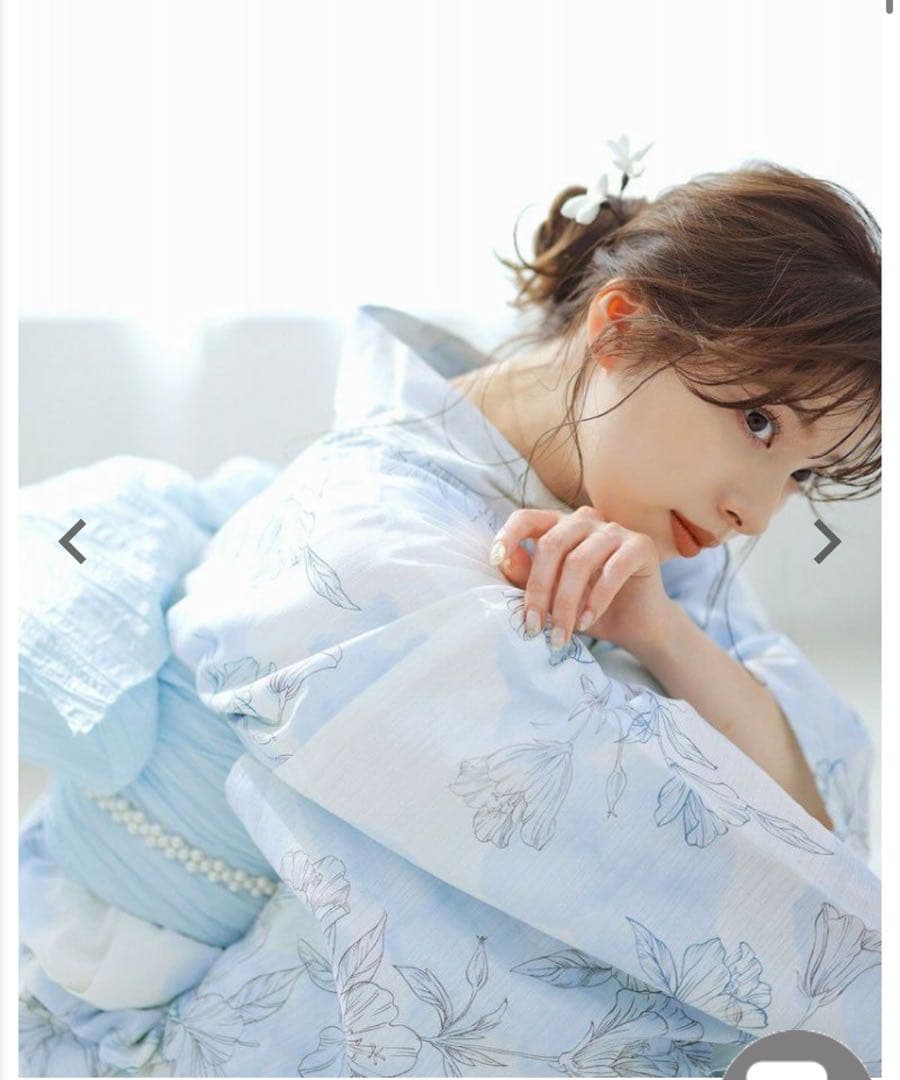 Dita 浮世の清風しらべ 水色 花柄 浴衣・帯セット フリーサイズ