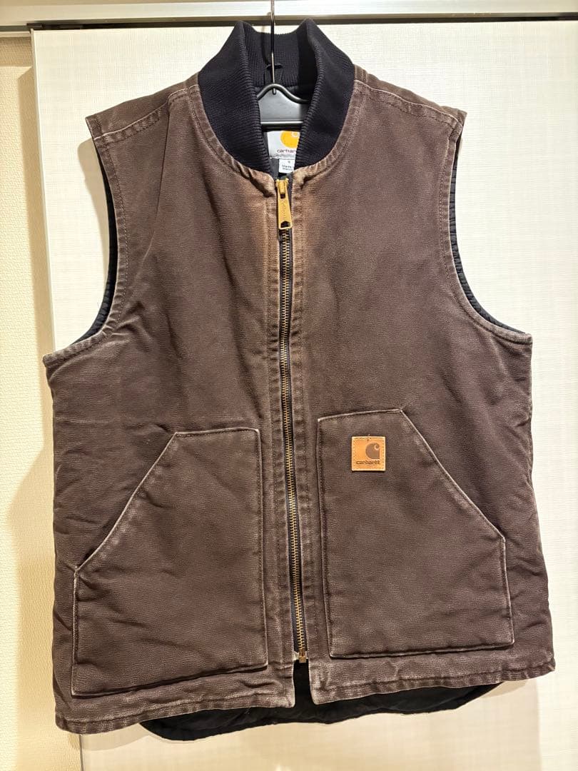 Carhartt 　ダックベスト　ダークブラウン　メキシコ製　Sサイズ