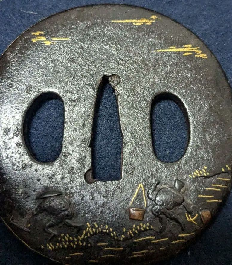 高級日本刀鍔！田植えの図！