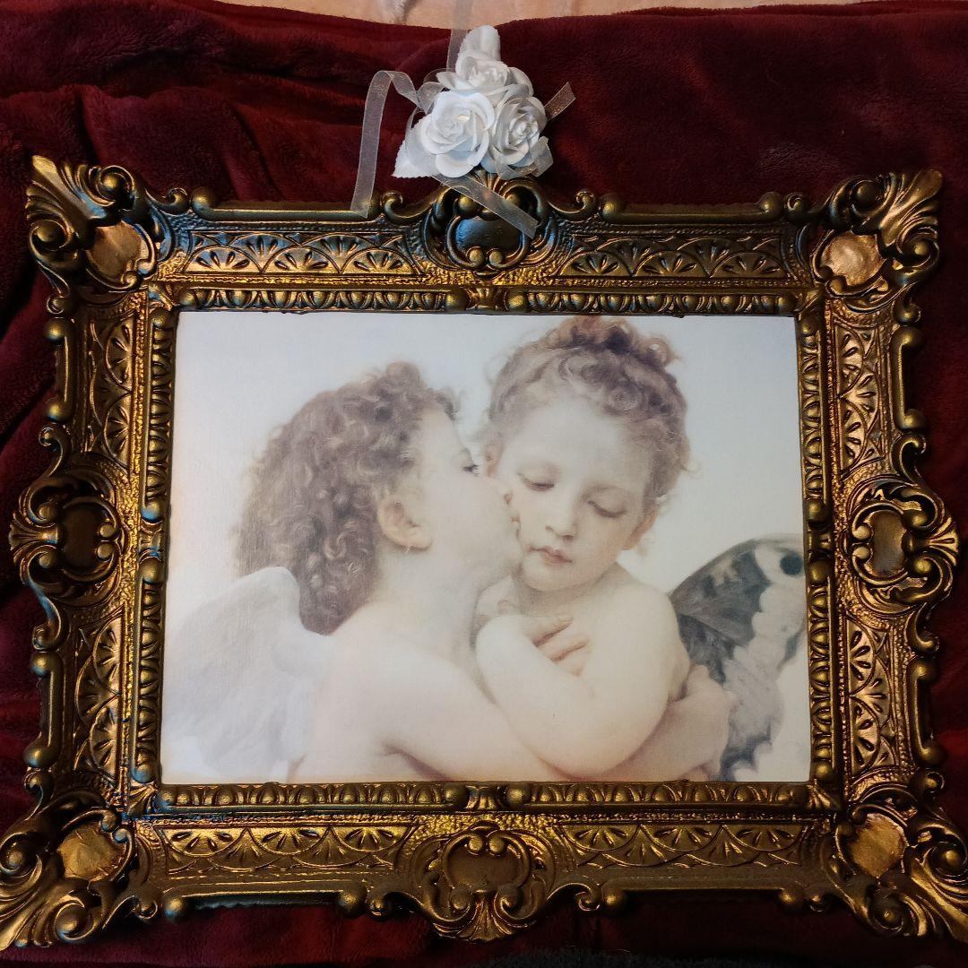 天使の子供たちの絵画 金色フレーム付き