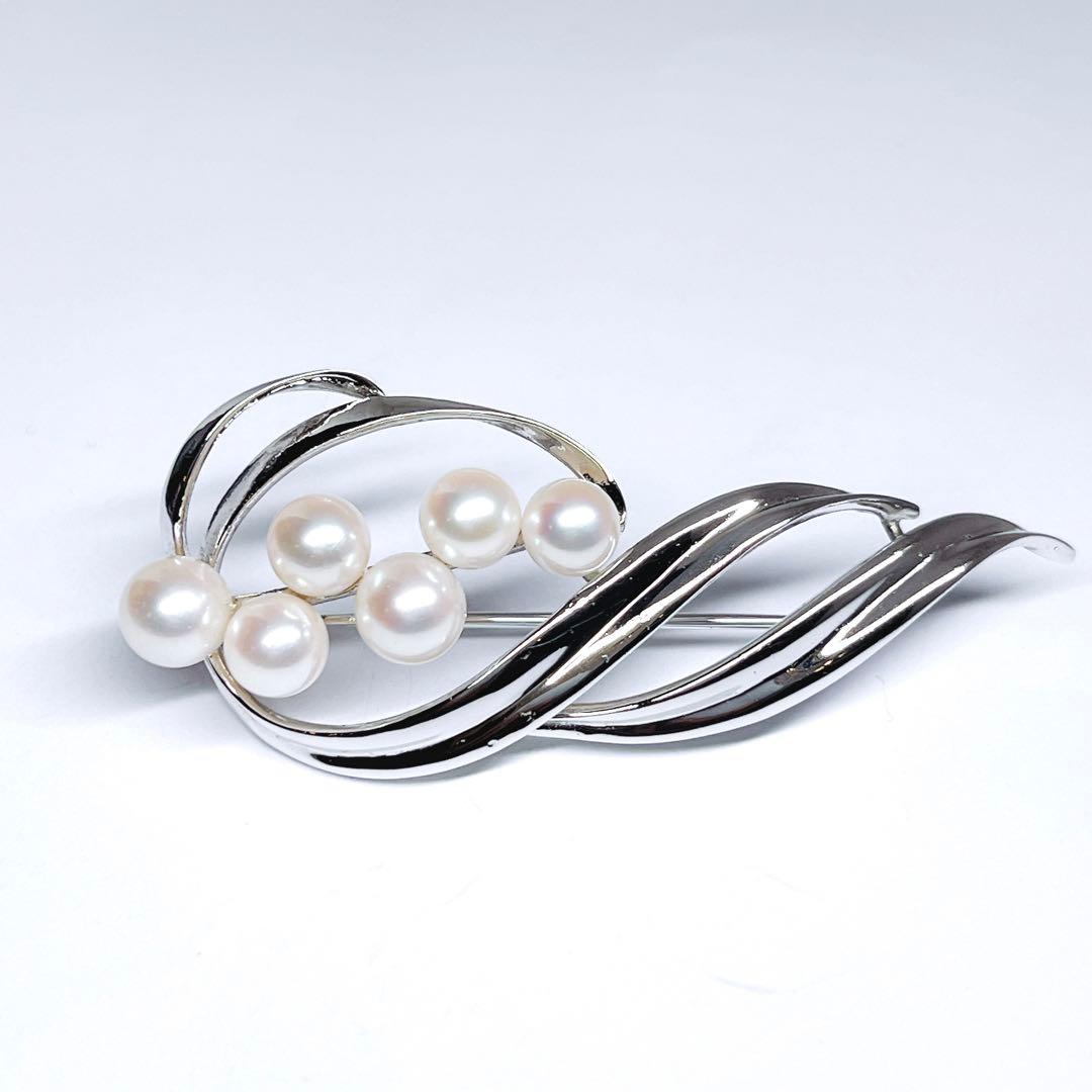 美品✨MIKIMOTO ミキモト パール　ブローチ　ピンブローチ シルバー