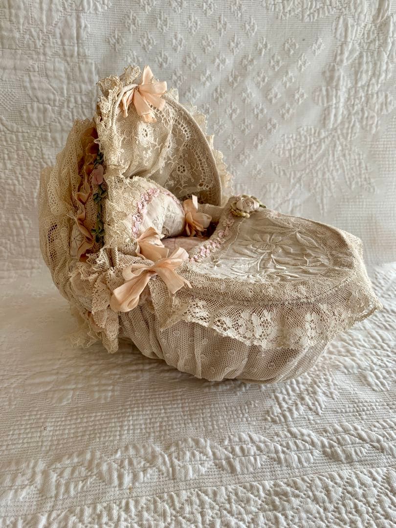 ※専用ページになります※フランスアンティークパニエドールベッド・寝具set※