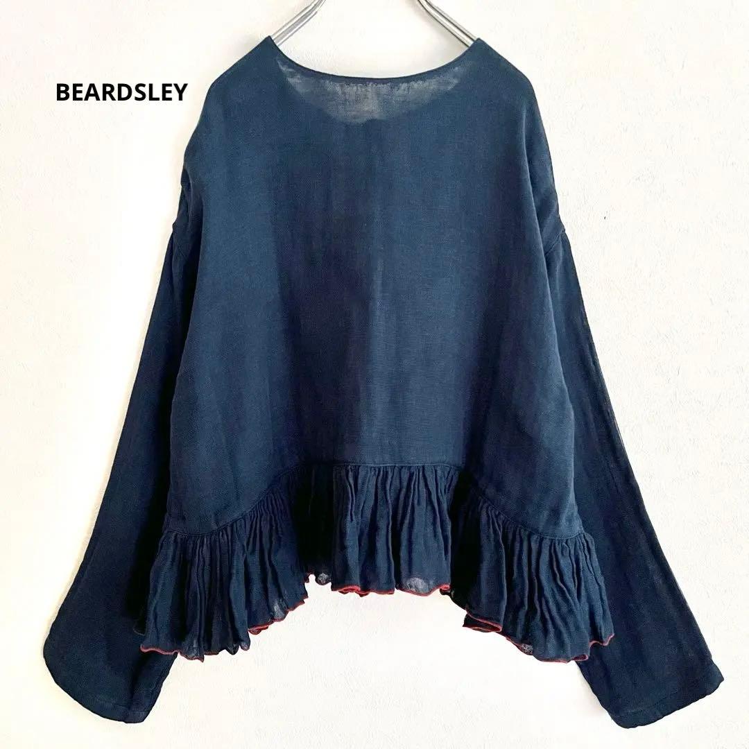 定価2.86万 ビアズリー カヤギャザーペプラムハオリ インディゴブルー