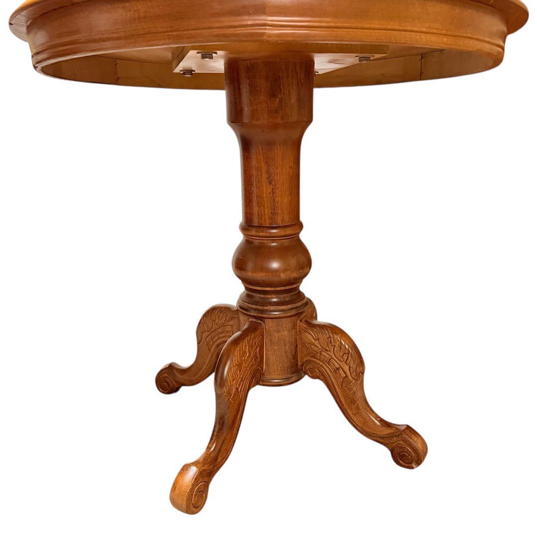 高級 イタリア アンティーク 家具 象嵌 テーブル ラウンジ 丸 80cm猫脚