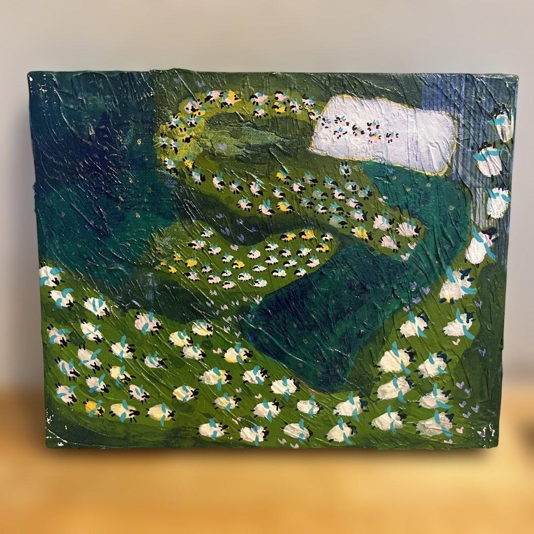 「眠れる森の羊」横27.5cm縦22cm F 6号