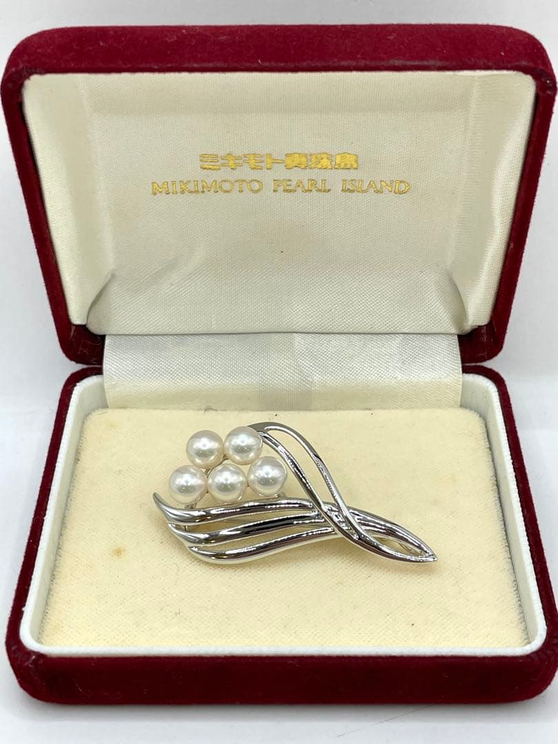 ミキモト真珠島　本真珠silverブローチ　箱付き MIKIMOTO