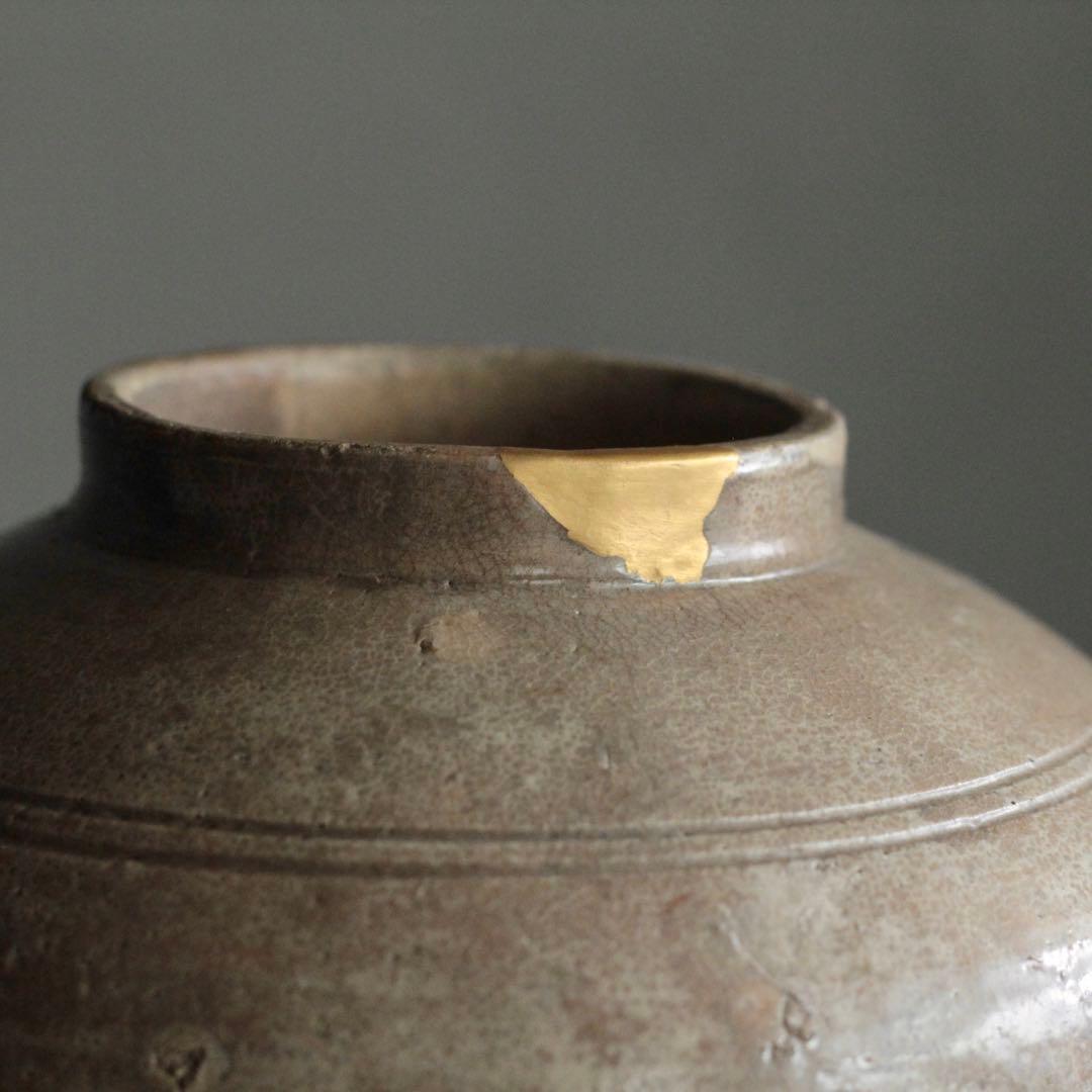 景色豊かな 李朝 壺 朝鮮美術 雨漏り手 古美術 古道具 アンティーク