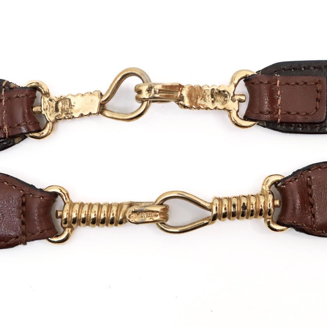 美品 CELINE 細身レザーベルト 茶 幅2cm サイズ60±3　1003