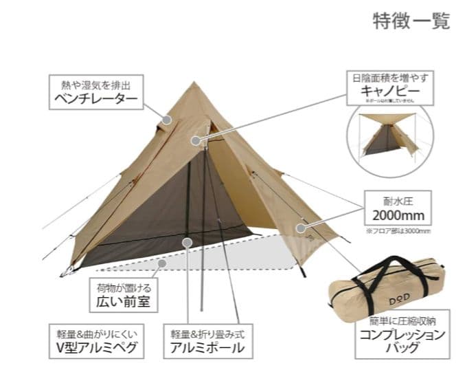 DOD ライダーズワンポールテント グランドシート セット ベージュ