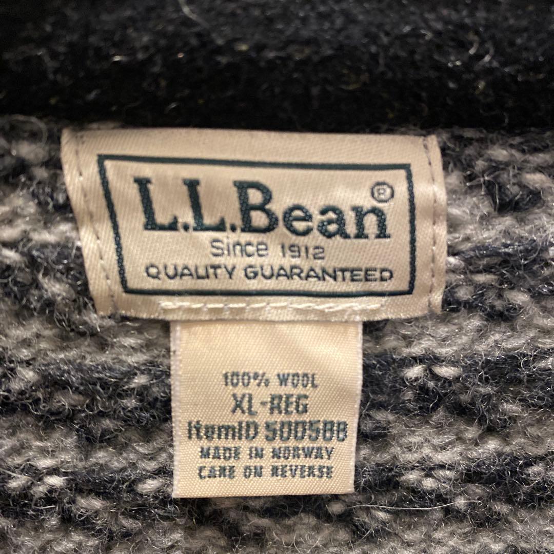 L.L.Bean 100%ウール ハーフジップセーター XL バーズアイ