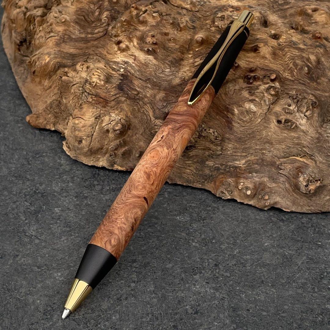 野原工芸似シャーペン　0.5m MIKU屋　花梨瘤杢　　工房楔　こぶた工房　木軸