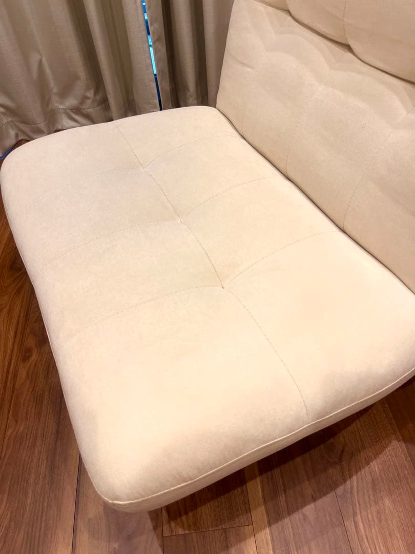 【最終値下げ】家具350 1人掛けソファー　オットマン付き　アイボリー