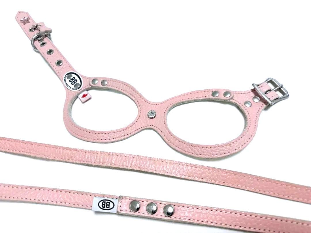 バディーベルト ベビーピンク 3号 クリスタル付 オールレザーリードSサイズ