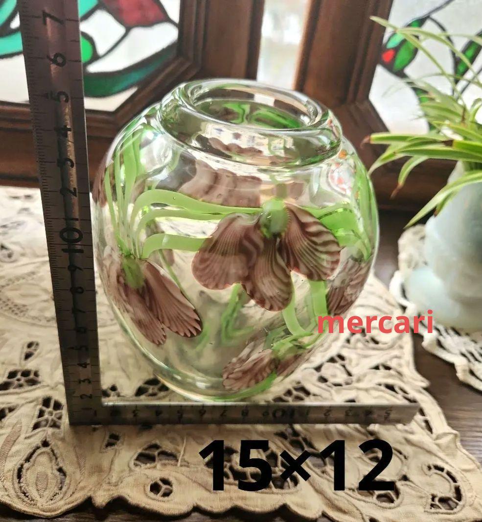 アメリカ　Orient & Flume Art Glass　フラワーベース