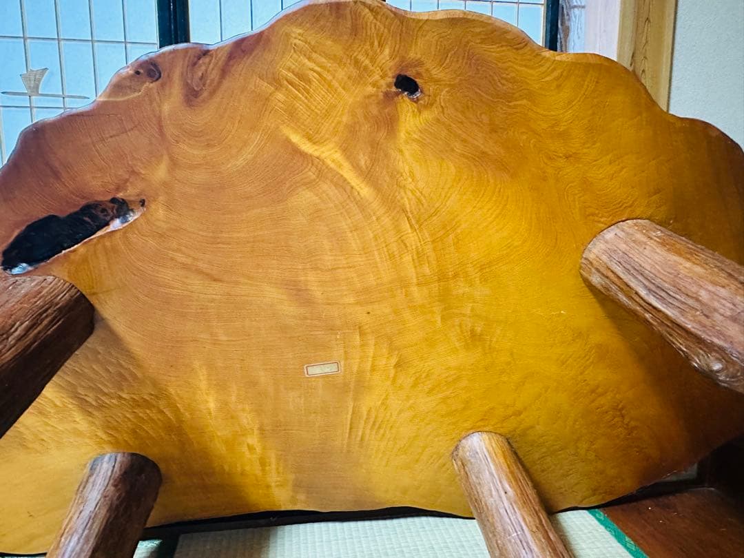 美品！希少⭐︎けやき　欅1枚板　ローテーブル　レトロ　アンティーク　ダイニング
