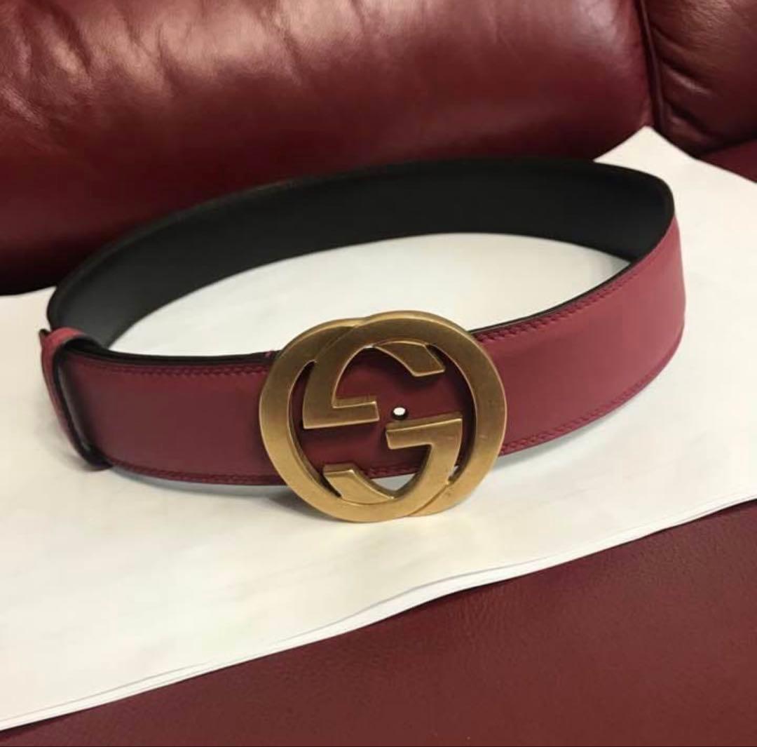 GUCCI ワインレッド レザー ベルト