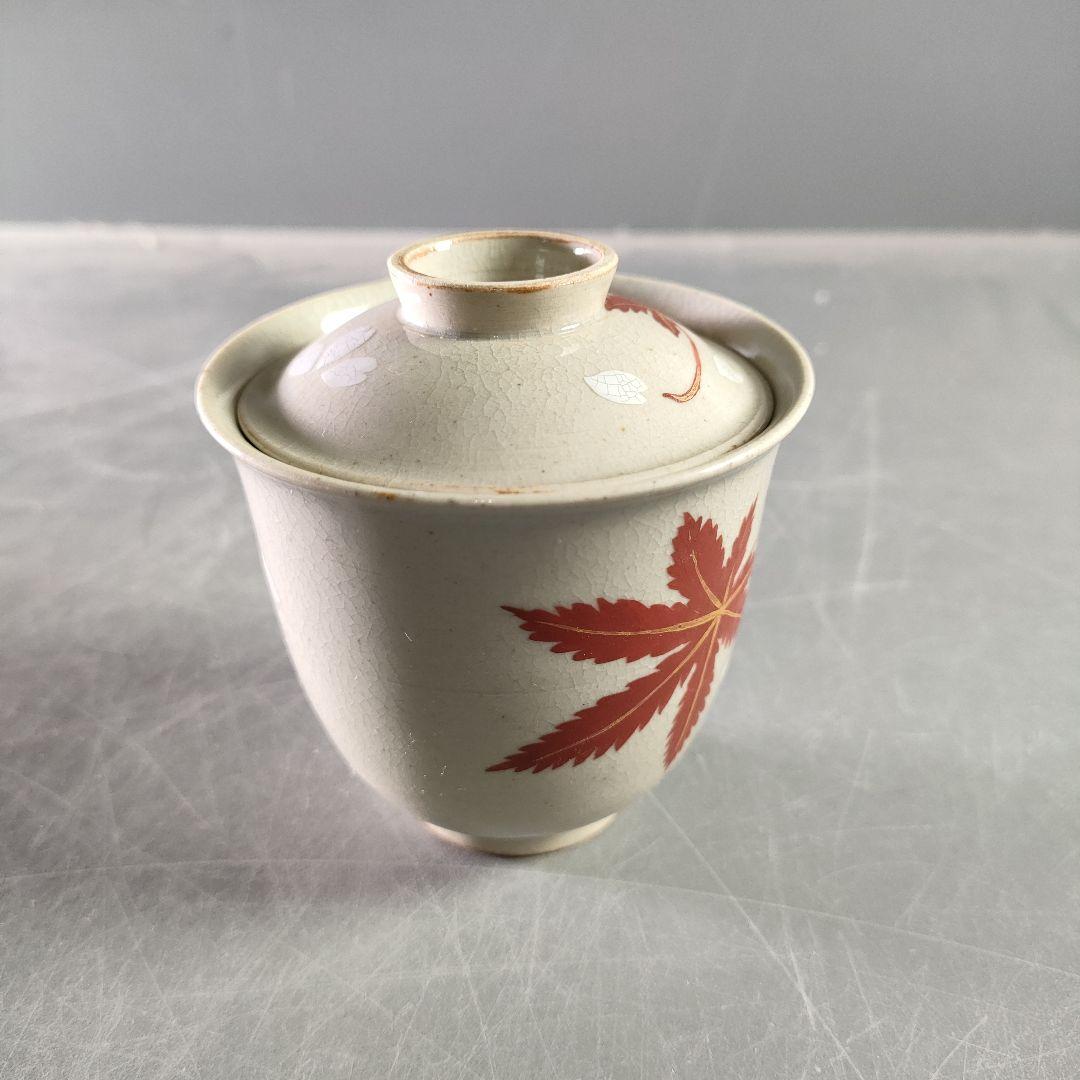 A874-3/平安菊渓 造/仁清写雲錦模様小蓋茶碗(蓋4客・碗5客)