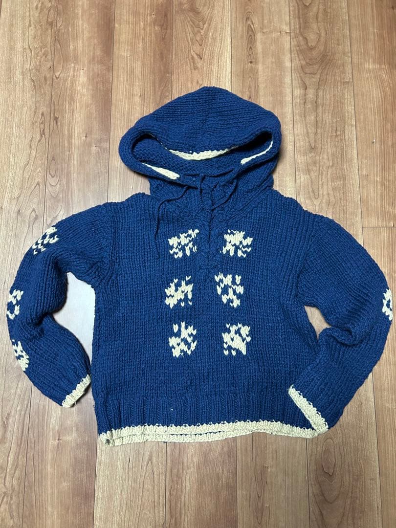 45rpmフード付き厚手ニットセーターウール