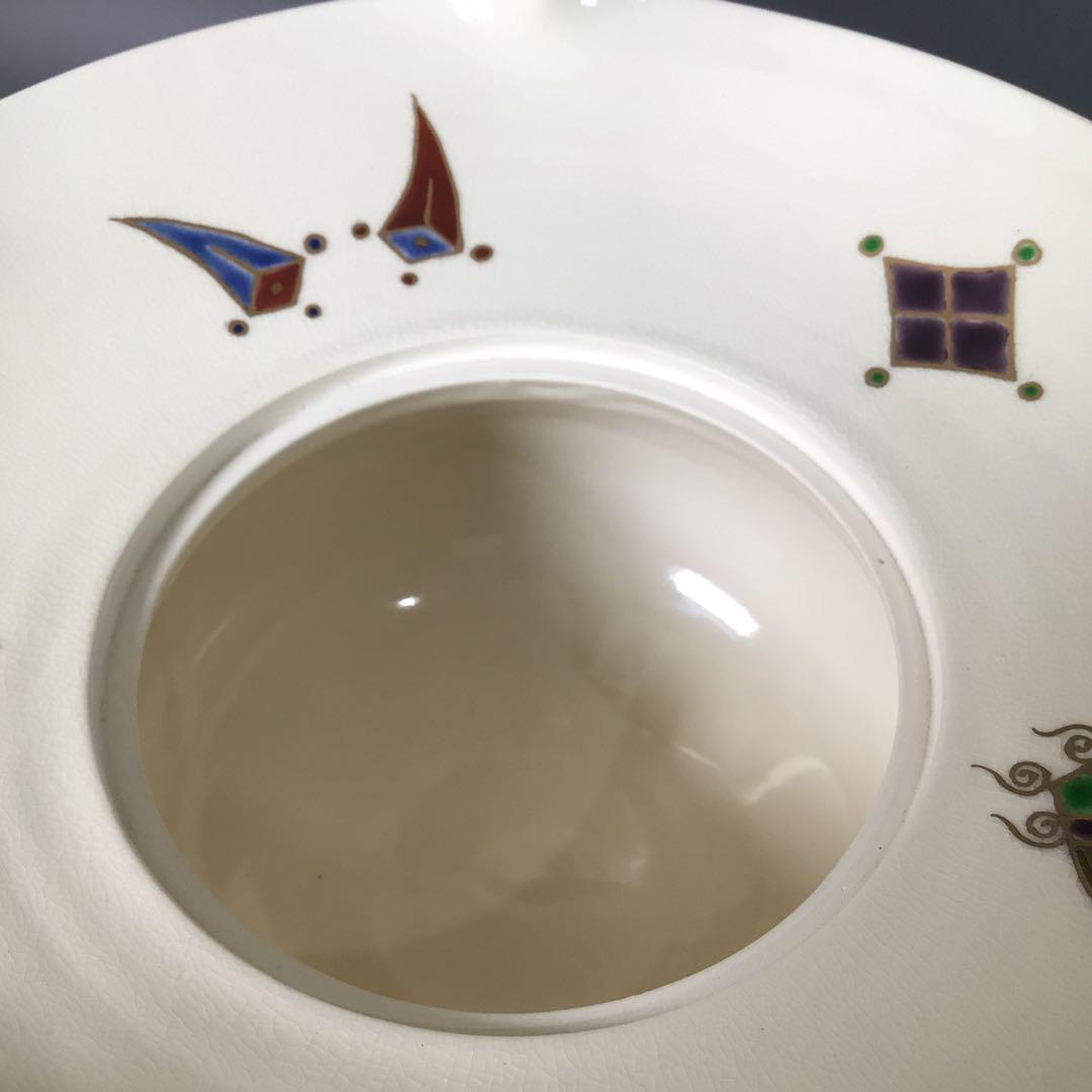 Ｒ８８９　水指　『橋本城岳造』『色絵宝文』『砂金袋水指』　共箱　茶道具