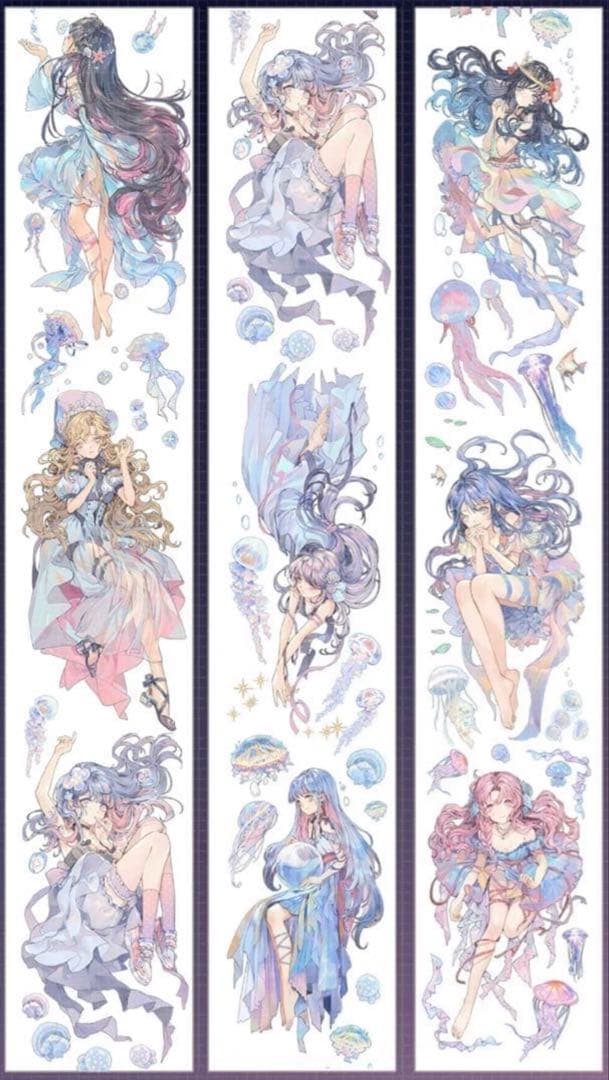 《在庫処分セール》海外　人物　マスキングテープ　墨魚 ホロ　8点