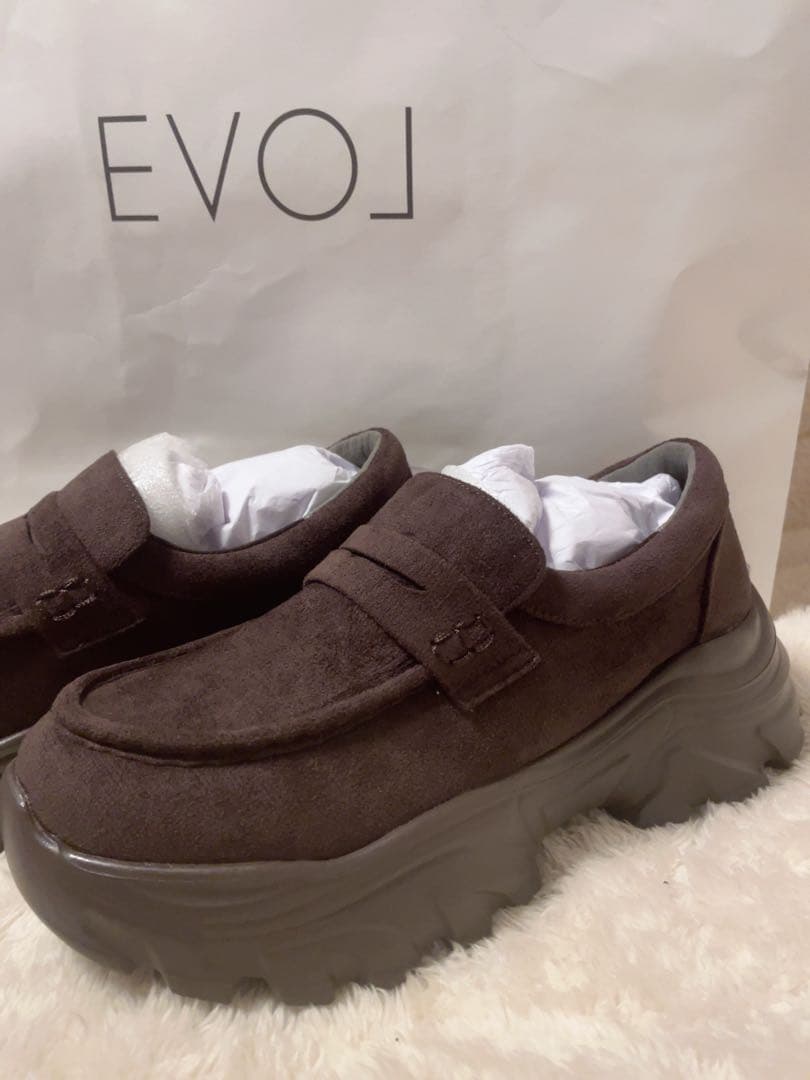 お値下不可EVOL♡新品スニーカーソールローファー IZ5849 （ブラウン）S