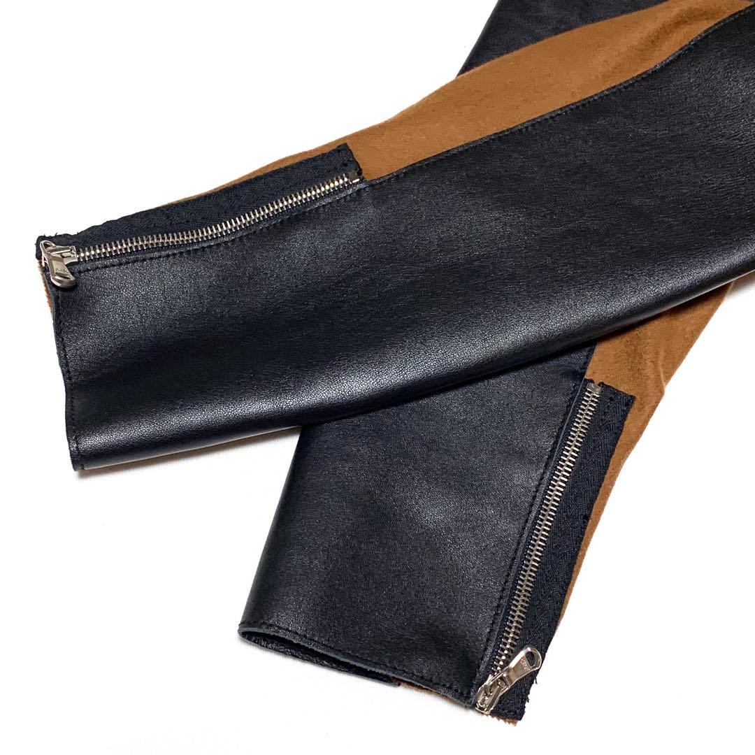 ☆美品 フィリップリム レザー ウール 切替 シングル ライダース ジャケット