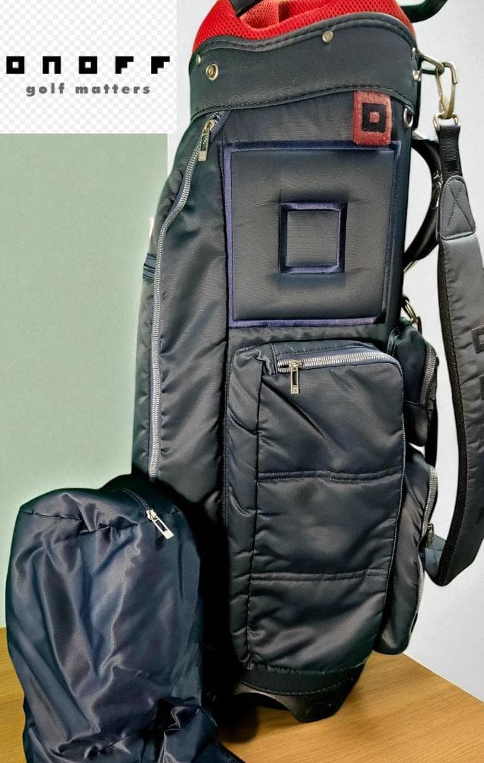 送料無料/超美品　onoff キャディバッグ ネイビー/レッド