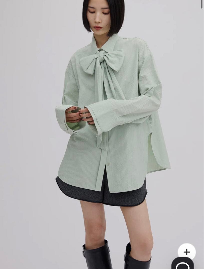 【ameri】UND UNEVENNESS TIE BLOUSE