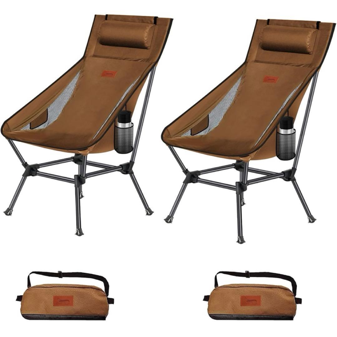 アウトドアチェア 2WAY キャンプ椅子 ローチェア 軽量 枕付き ハイバック