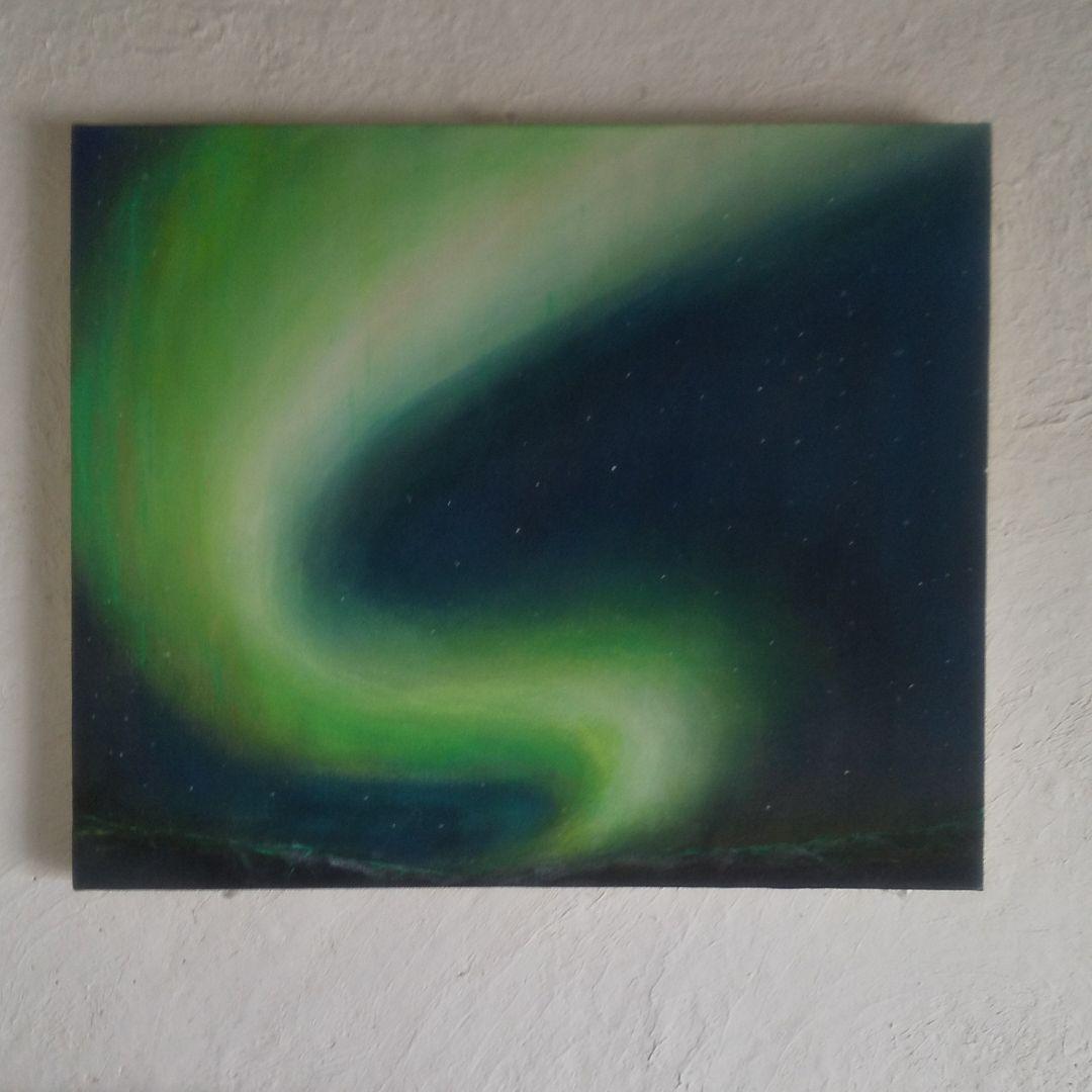 オーロラを描いた、アクリル絵画です。F８号、私が、描いた作品です。