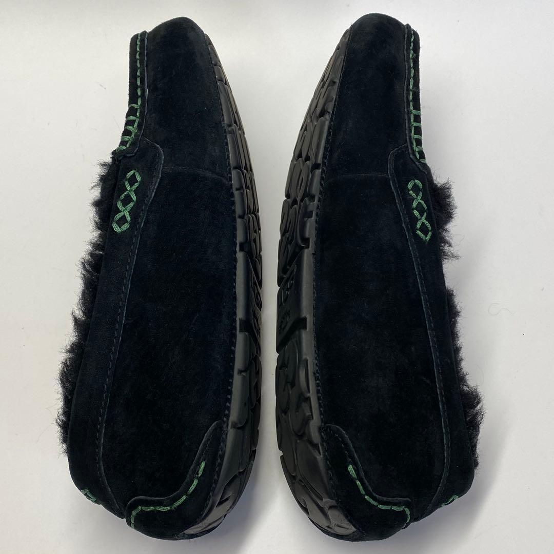 UGG 24.0cm スエード モカシン ブラック グリーン　ボア　スタッズ