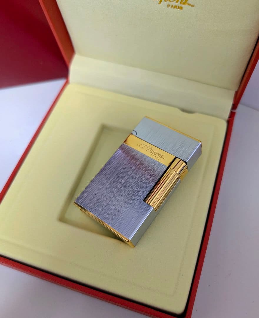 アッサラーム シルバーゴールドコンビカラー　ガスライター　明朗開閉音